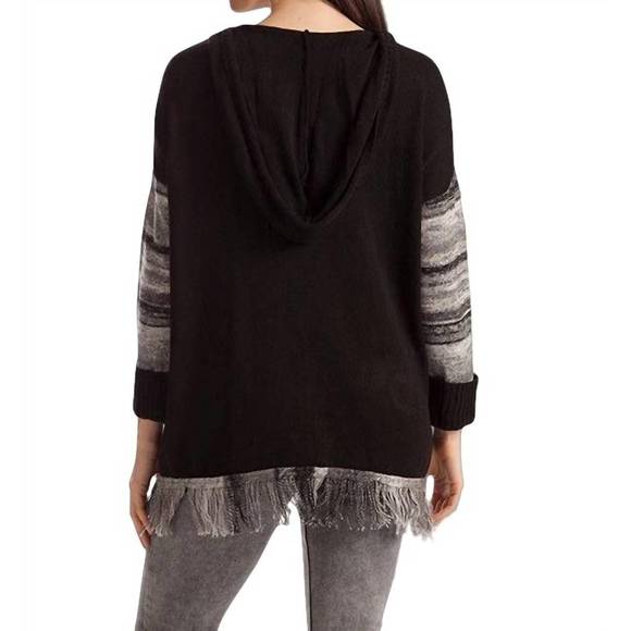 NEW FRENCH KYSS katherine braided open neck sweater in black multi - Picture 4 of 4
